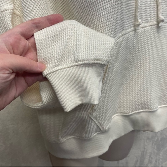 Yogalicious waffleknit pullover hoodie cream women’s small oversize activewear - Picture 6 of 8